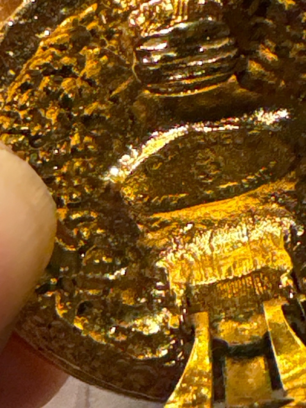 Gold Tone CC Medallion Clip-On Earrings Vintage Textured Coin Style - Picture 4 of 7